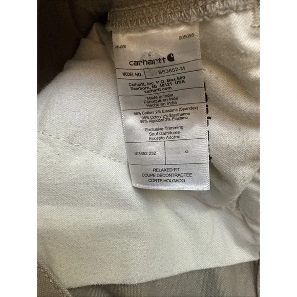 Carhartt 103652 Men's Relaxed Fit Canvas Utility Work Short Size 42x11 - Picture 3 of 7